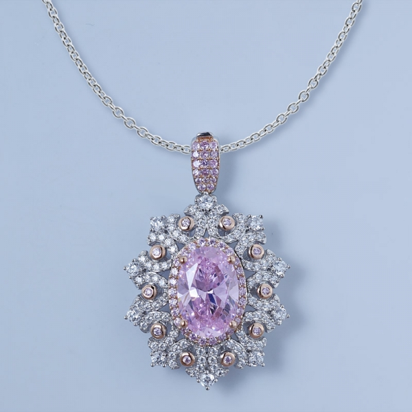 925 Sterling Silver Snow Flake Diamond Pink Jewelry Set 