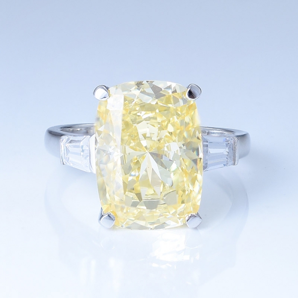 925 Sterling Silver Large Diamond Yellow Jewelry Ring For Women 