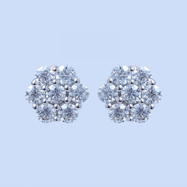 925 Sterling Silver Flower Cluster Bridal Earrings 