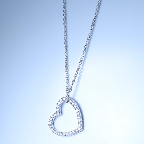 925 Sterling Silver Open Heart Shape Necklace 