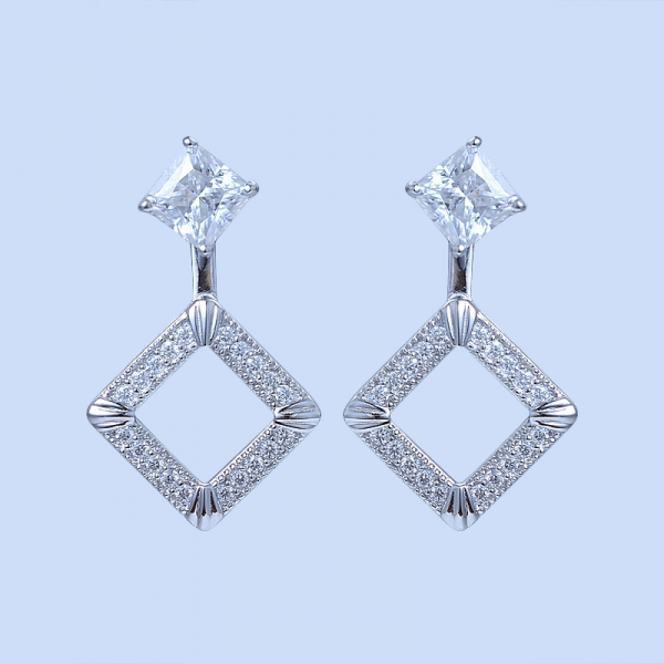 925 Sterling Silver Convertible Square Jewelry Earrings 