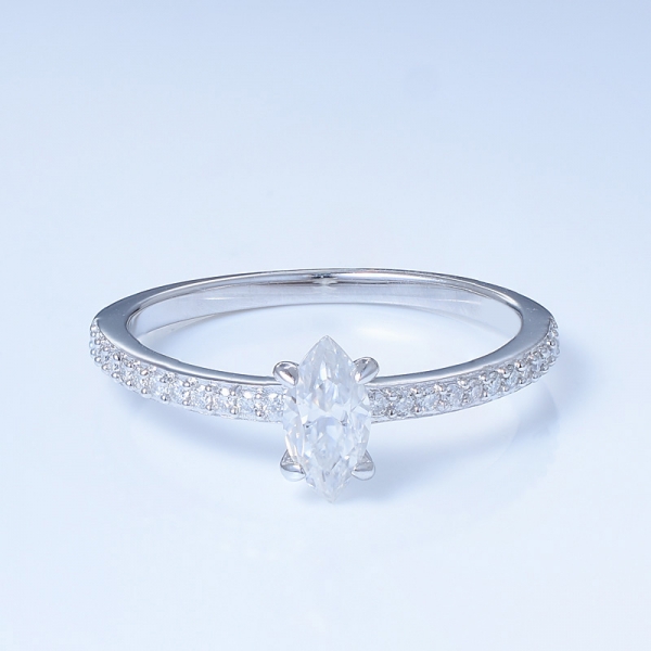 925 Sterling Silver Pave Ring With Marquise Shape White CZ 