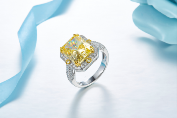 8 carat emerald firework cutting diamond color 925 silver Ring diamond 