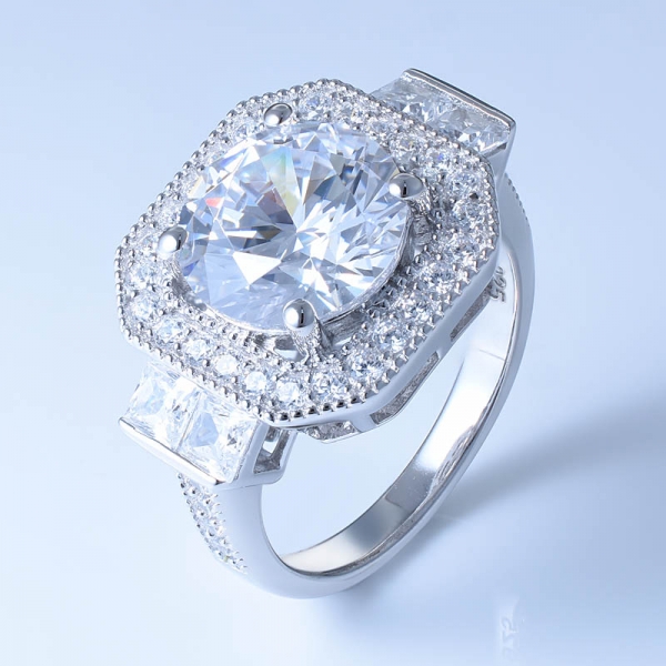 925 Sterling Silver Classical Ring Setting With White CZ 
