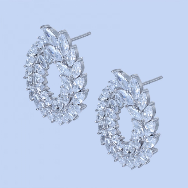 925 Sterling Silver Hoop Earrings With White CZ 