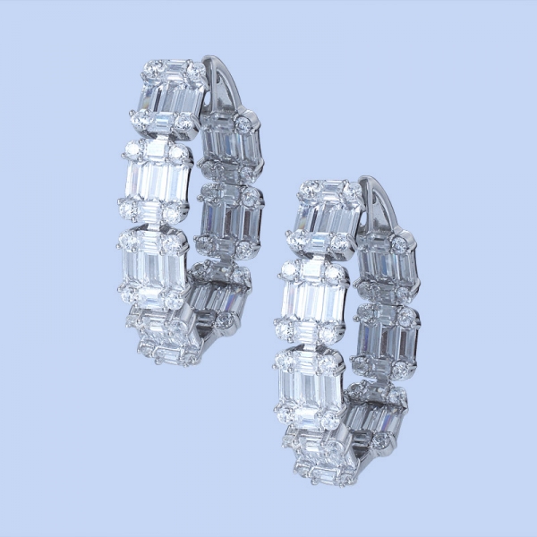 925 Sterling Silver White CZ Jewelry Earrings 