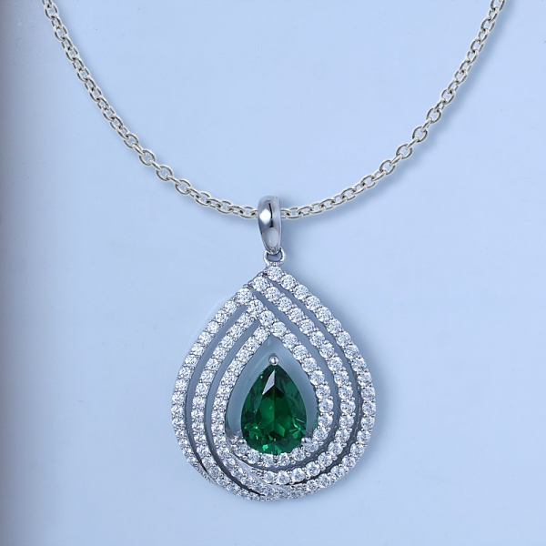 Pear Cut Emerald Green Rhodium Over Sterling Silver match pendant set jewelry 