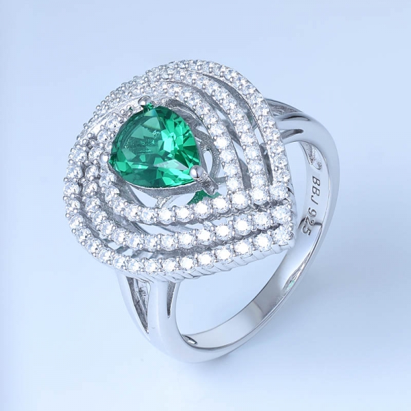 Emerald Green Rhodium Over Sterling Silver Matching Ring set jewelry 