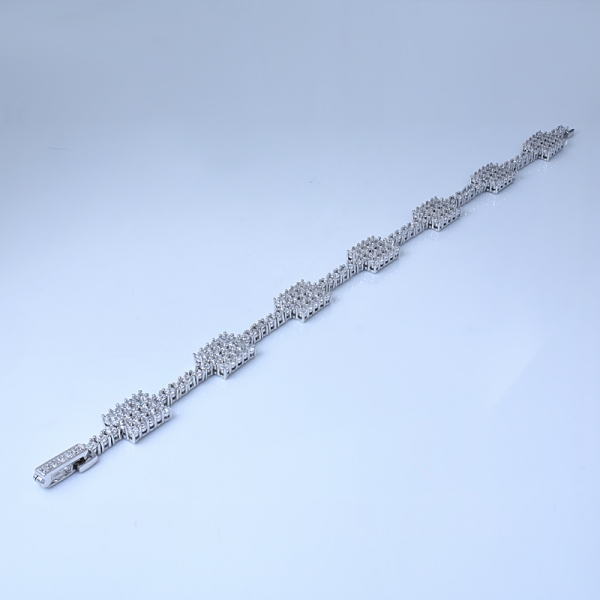Clear CZ Sterling Silver Line Bracelet 