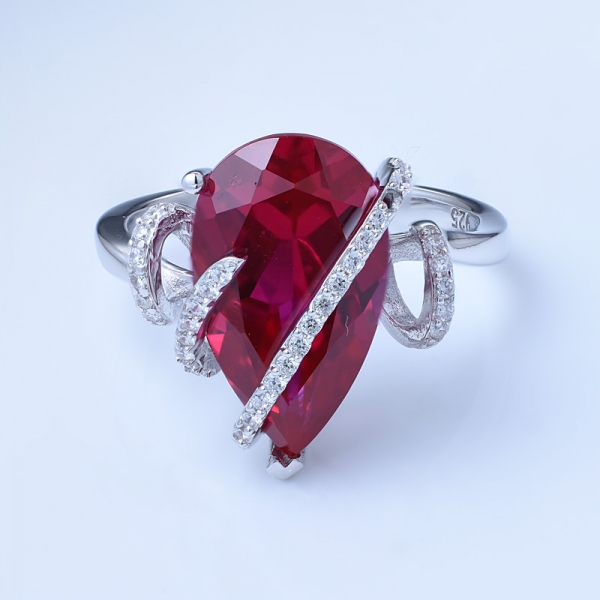 925 Sterling Silver 5 Carat Lab Created Indian Ruby Platineve Ring 