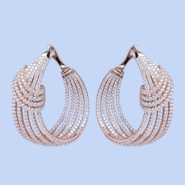 Brandy Diamond orabl 18k Rose Gold Silver Beautiful Crossover Earrings 