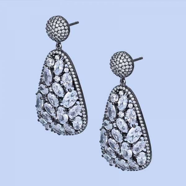 Luxury Sector Earring Cubic Zircon Crystal CZ Jewelry for Women Wedding India Bridal Jewelry 