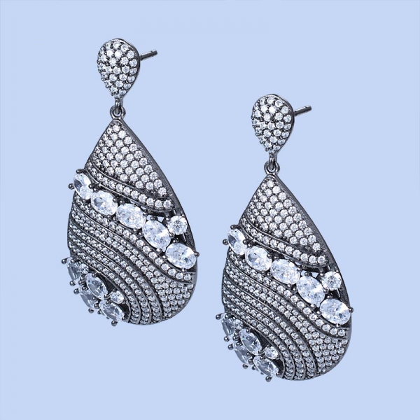 Mariell Dangle Earrings for Brides, Wedding or Prom - Oval-Shape CZ Statement Chandeliers 