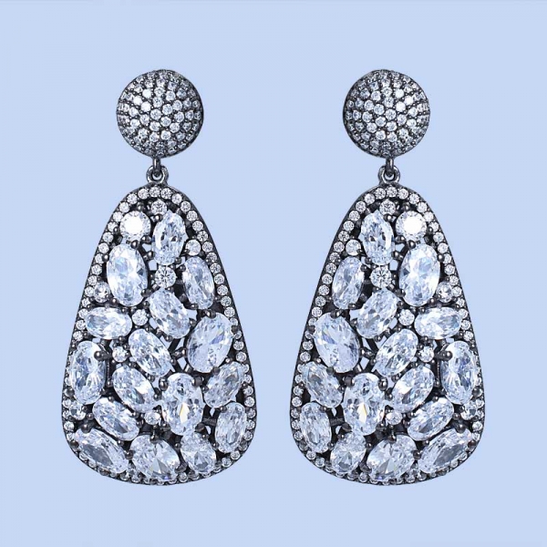 Luxury Sector Earring Cubic Zircon Crystal CZ Jewelry for Women Wedding India Bridal Jewelry 