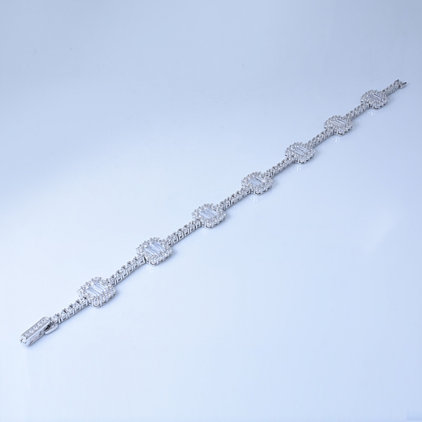 Sterling Silver Tone Crystal Long Chain Bracelet Stylish Butterfly Diamond Cubic Zirconia Bracelet 
