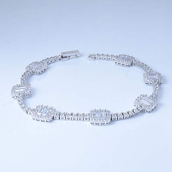 Sterling Silver Tone Crystal Long Chain Bracelet Stylish Butterfly Diamond Cubic Zirconia Bracelet 