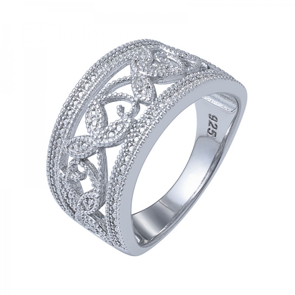 White Diamond Rhodium Over Sterling Silver Ring 