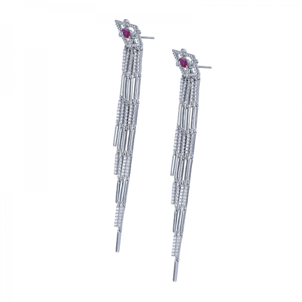2020 fancy Eye shape 925 silver micro pave pink ruby gemstone earrings 