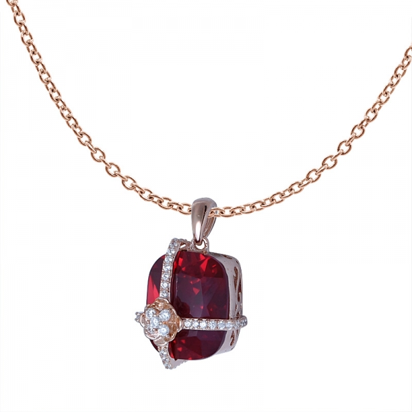 Low MOQ 925 sterling silver pendant created ruby silver pendant necklace gemstone pendant 