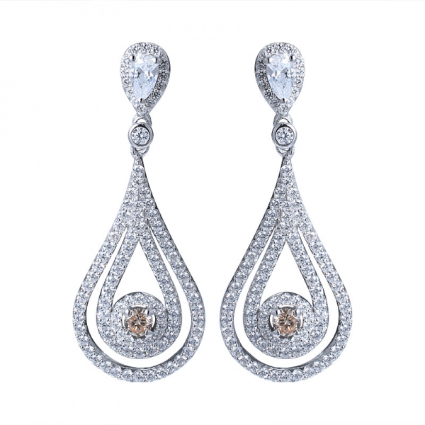 Elegant 925 silver earings bijoux champagne gem earrings stone drop earrings 