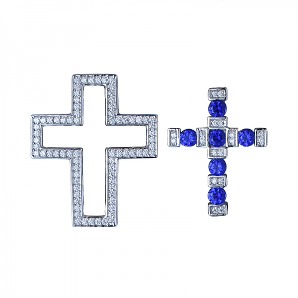 Created Blue Sapphire Gemstone Sterling Silver 925 Jewelry Set Women Wedding Engagement Gift 