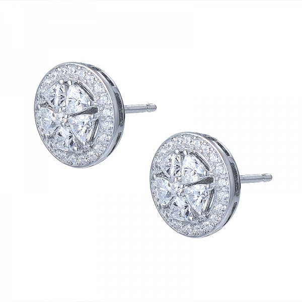 925 Silver Triangle Earring Delta Diamond Earrings Triangle Stud Earring 