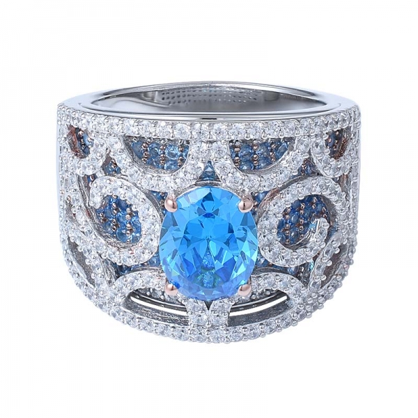 Blue Neon Apatite Dainty Delicate Engagement Ring 