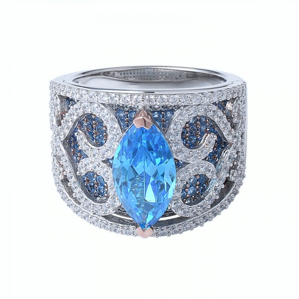 Marquise Shape Neon Apatite 2-Tone Plating 925 sterling silver Engagement Ring 
