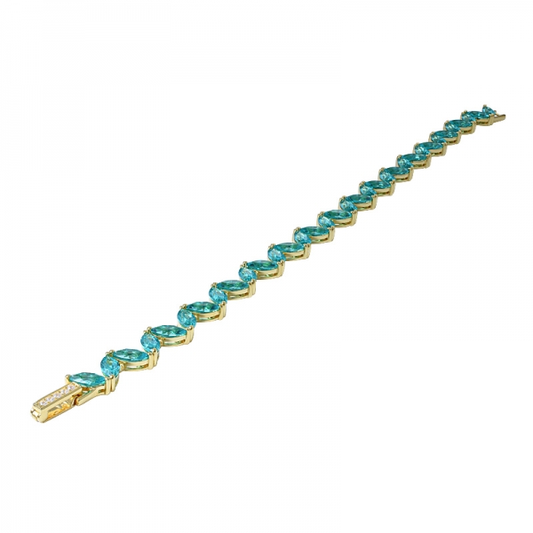 Sparkly Strand Synthetic Paraiba Adjustable CZ Tennis Wedding bracelet 
