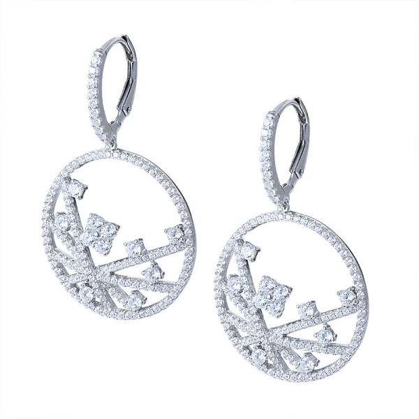 925 Sterling Silver Lovely Girl CZ White Crystal Wedding Earrings AAA Cubic Zirconia Flower Stud Earrings 