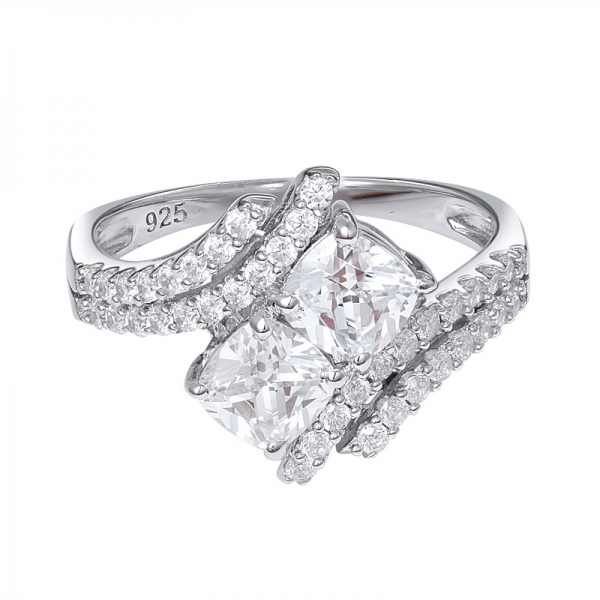 Elegant Twisting Split Shank Engagement Ring with Forever Cushion Moissanite Center 