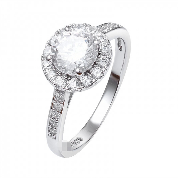 1Ct Halo Set Solitaire moissanite diamond Promise Engagement Ring 
