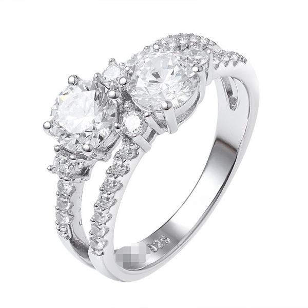 Classic Round 5.5mm Moissanite Two Stone Ring by Charles & Colvard 