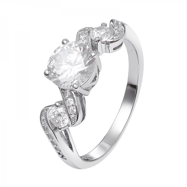 Vintage Three Stone Moissanite Diamond  Engagement Ring 1 Carat (ctw) sterling silver 