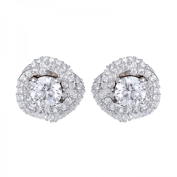 18K White Gold  Plating1ct TDW Cubic Diamond Stud Earrings 