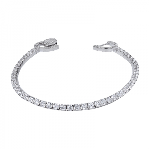 Fashion Jewelry 18k White Gold Plated Crystal Diamond 3.0mm Round Charms Chain Bracelet 