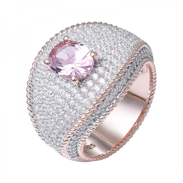 1 carat Oval Cut Morganite Flower Engagement Ring Set 14K Rose Gold Ring 