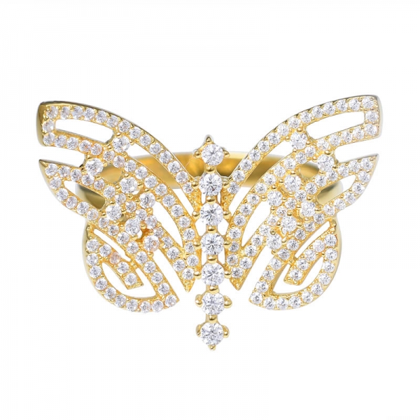 18K Gold Plated AAA Zirconia Butterfly Rings Perfect for Party Gift for Women 