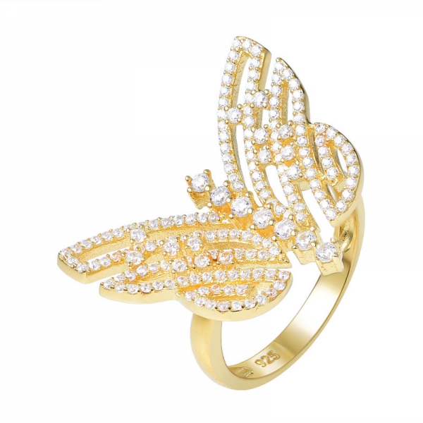 18K Gold Plated AAA Zirconia Butterfly Rings Perfect for Party Gift for Women 