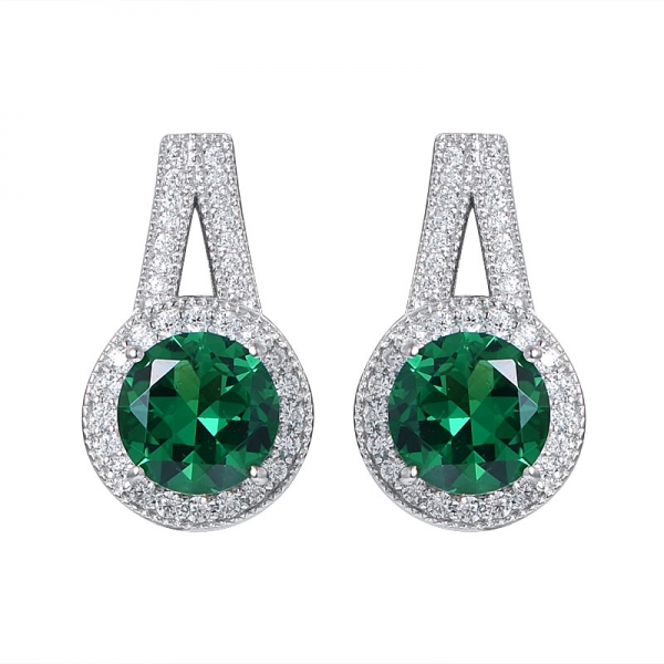 2 Carat (ctw) Round Created Emerald &White cz stone Ladies Stud Earrings 