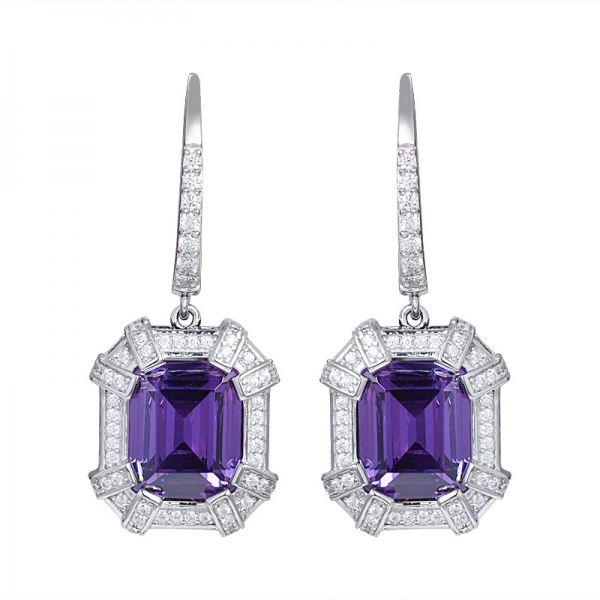 bridal wedding gemstone silver purple amethyst earring jewelry set 
