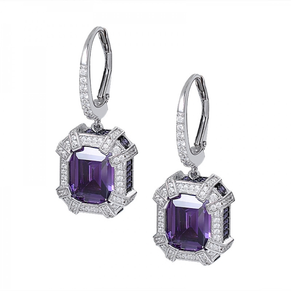 bridal wedding gemstone silver purple amethyst earring jewelry set 