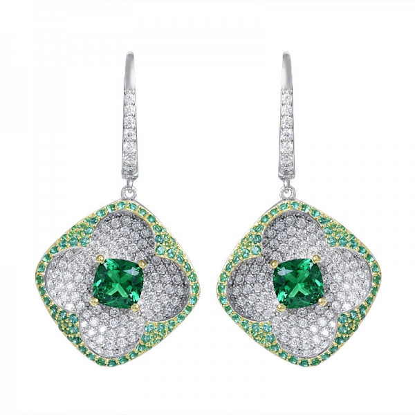 semi joias earrings custom-made cushion emerald flower jewelry set 