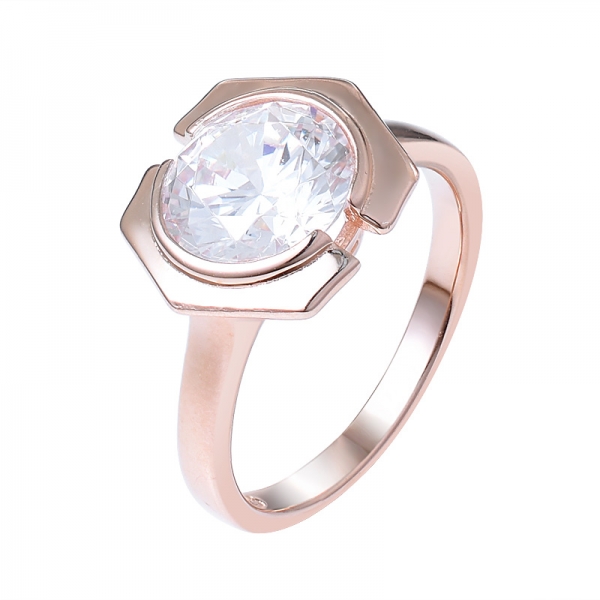 3ct round CZ Diamond 18K rose Gold Plated engagement ring set jewelry 