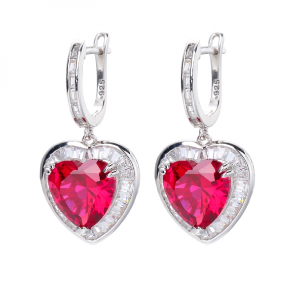 Heart Shape Canary Yellow CZ Rhodium Over Sterling Silver Earrings 