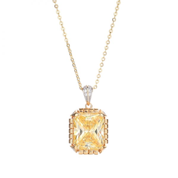 925 Pendant With Synthetic Morganite Rhodium And Rose Gold Plating Over Sterling Silver 