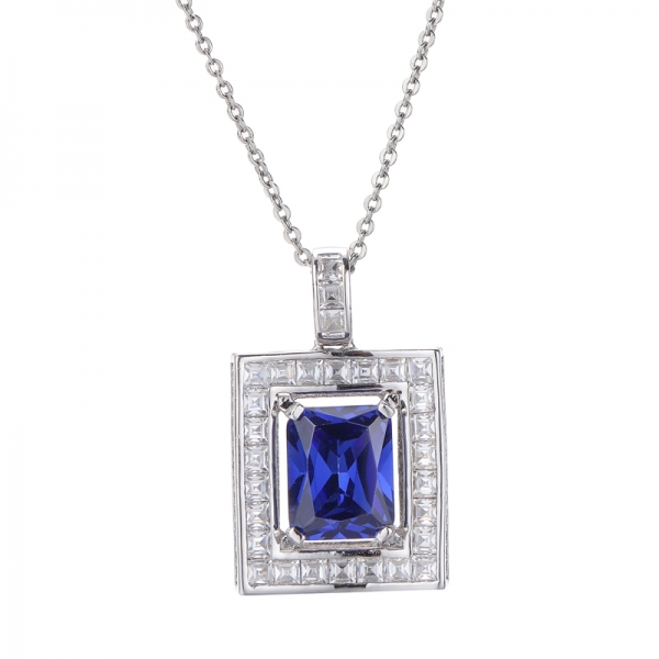 925 Pendant With Tanzanite Cubic Zirconia Rhodium Plating Over Sterling Silver 