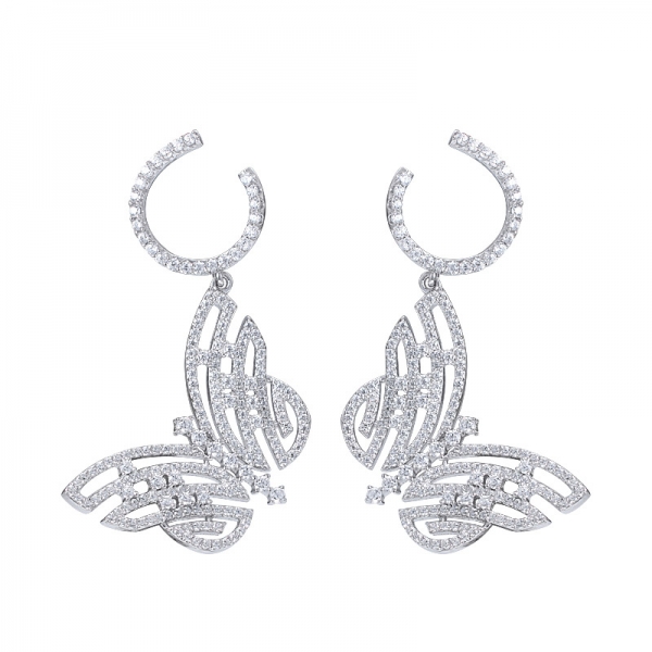 18K white Gold Plated AAA Zirconia Butterfly earrings Perfect for Party Gift for Women 