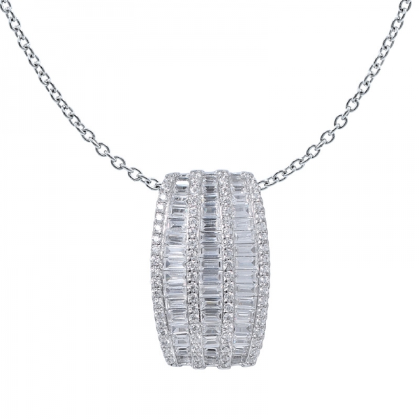Sterling Silver Rhodium Baguette Cubic Zirconia pendant set jewelry 