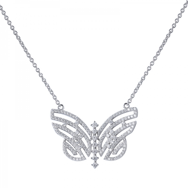 18K white Gold Plated AAA Zirconia Butterfly pendant Perfect for Party Gift for Women 